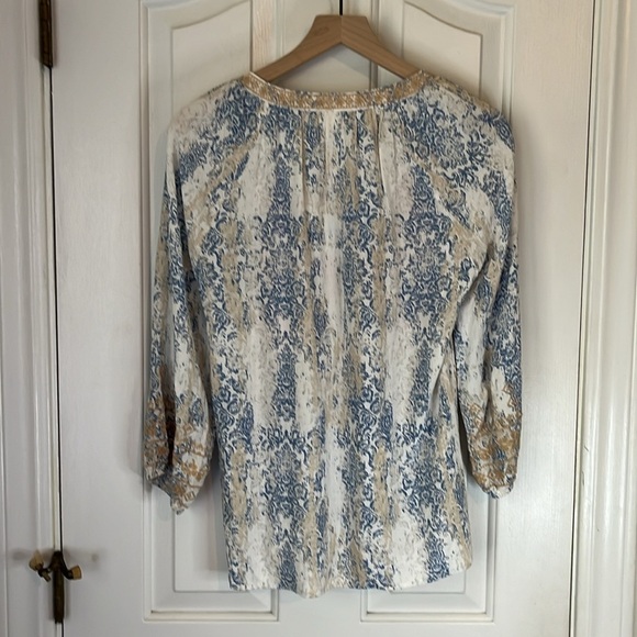 Savanna Jane | Floral Embroidered Boho Paisley Print Split Neck Blouse Small - Picture 7 of 11